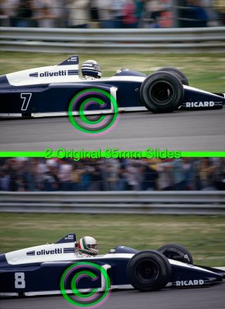 2 35mm Slides Patrese/de Cesaris - Brabaham 1987 San Marino Formula 1