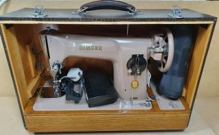 Vintage Singer 201k Electric Sewing Machine With Accessories Great Example
