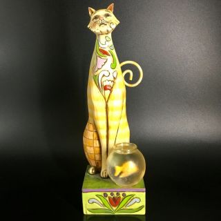 Jim Shore Heartwood Creek Cat " Jilly " W/ Fish Bowl & Goldfish Figurine 4009507