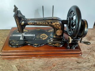 Singer Sewing Machine 12k Fiddle Base Hand Crank,  Belt Guard Different Pattern