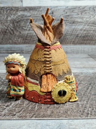 Enesco Friends Of The Feather " Great Plains " Teepee Trinket Box 1998