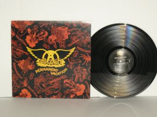 Aerosmith Permanent Vacation Lp Vinyl 1987 Geffen Hard Rock Plays Well Vg,