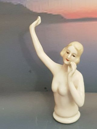 Lovely 1920 ' s Art Deco Style Nude Dancing Lady Half Pin Cushion Doll Arms Away 3