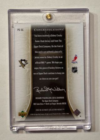 2005 - 06 UPPER DECK ULTIMATE GAME GOLD PS - SC SIDNEY CROSBY ROOKIE CARD 36/75 2