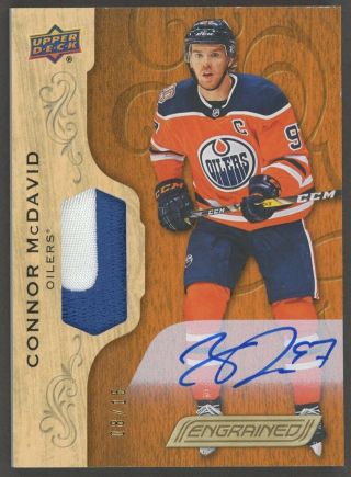 2018 - 19 Upper Deck Engrained Connor Mcdavid Signed Auto Patch 8/15 Oilers