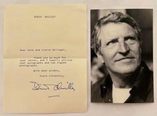 Denis Quilley Handsigned Signature On Typed Letter,  Printed Photograph 6 X 4.