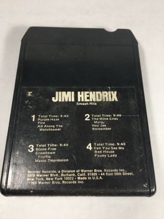 Jimi Hendrix Smash Hits 8 Track Tape Warner Brothers 1969