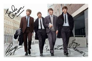 The Beatles Signed A4 Photo Print Autograph Music John Lennon Paul Mccartney