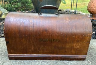 Antique Singer Sewing Machine Wood Lid Case Bentwood 17.  25 "