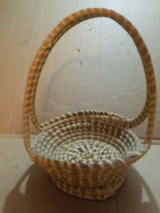 Vintage Sweetgrass Gullah Basket With Handle S.  C.  10.  5 " X 7.  5 " Looks Good