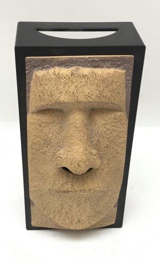 Tiki Moai Easter Island Head Tissue Box Cover Rotary Hero Japan Tan