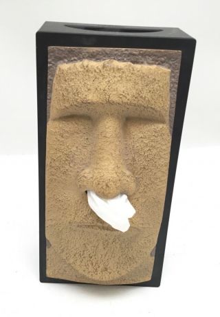 Tiki Moai Easter Island Head Tissue Box Cover Rotary Hero Japan Tan 3
