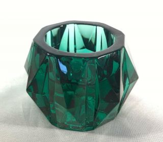 Collectible Teal/dark Green Heavy Glass Candle Holder / Tealight / Votive