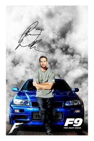 Paul Walker Fast & Furious 9 Signed A4 Photo Print Autograph