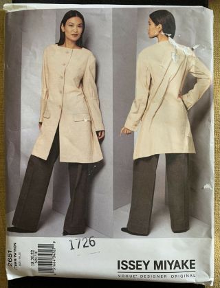 Vtg Issey Miyake Vogue Uncut Sewing Pattern 2651 Jacket & Pants Sizes 18 - 20 - 22