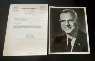U.  S.  House Of Rep Henry Reuss Signed Photo & 1972 Letter Congress Letterhead