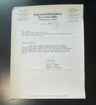 U.  S.  House of Rep Henry Reuss Signed Photo & 1972 Letter Congress Letterhead 2