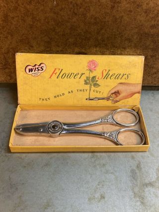 Vintage Wiss Fh4 Florist Flower Shears Scissors Stem Snips Garden Pruning W/ Box