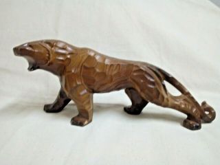 Vintage Ceramic Pottery Leopard Figurine Statue Animal Home Decor Brown Collect