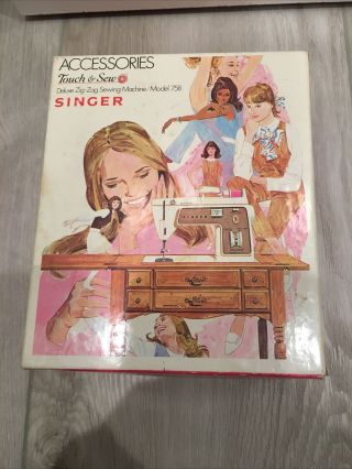 Vintage Singer Touch & Sew Deluxe Zig - Zag Sewing Machine Model 758 Accessories.