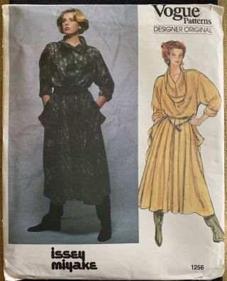 Vintage Issey Miyake Vogue Uncut Sewing Pattern 1256 Cowl Collar Dress Size 14
