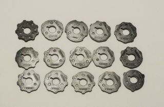 15 Singer Simanco Sewing Flat Disc Cams - 1 - 3,  5,  6,  8 - 10,  12,  13,  19,  23,  26,  31,  32 2