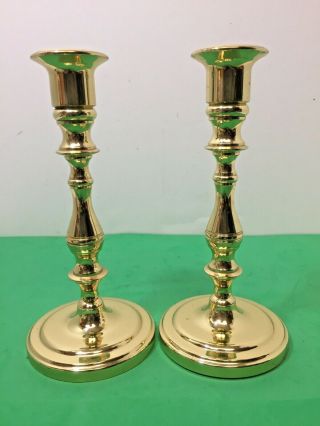 Set Of 2 Classic Style Baldwin Brass Candlesticks Forged In America 7 " Tall