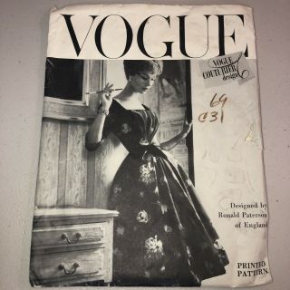 1957 Vtg Vogue Couturier Design Pattern 100 Sz 14 By Ronald Paterson Of England