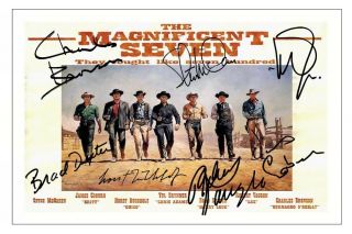 The Magnificent Seven Cast Multi Signed Autograph Photo Gift Signature Print