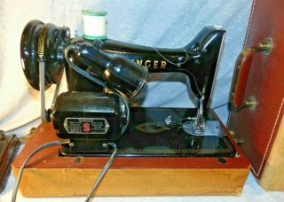 Vintage Singer Sewing Machine Model 99 W/ Case & Foot Pedal C.  1955 P/r
