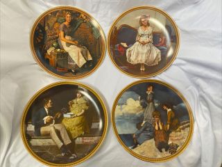 Knowles Collector Plates Norman Rockwell Set Of 4 W/ Certificate Of Authenticity