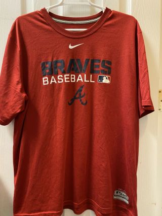 Nike Dri Fit Atlanta Braves Baseball Red T Shirt Men’s Large