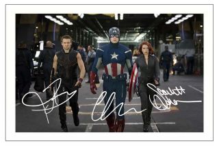 Scarlett Johansson Jeremy Renner Chris Evans Avengers Signed Photo Print