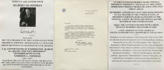 Vice President Hubert Humphrey Urban Decay City Mayors Pres.  Liason Letter 1965