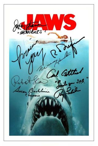 Jaws Cast Multi Signed Autograph Photo Gift Signature Print Horror