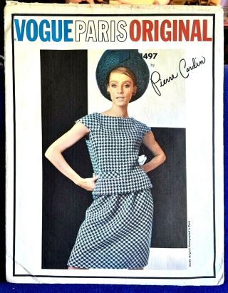1965 Vogue Paris Pierre Cardin 1497 Cut/complete Sz.  12