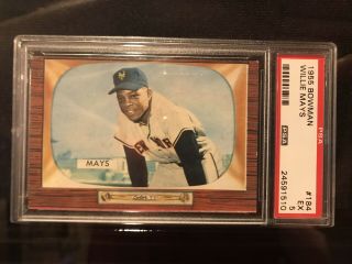 Willie Mays 1955 Bowman Baseball Card 184 Graded Ex 5 (psa)