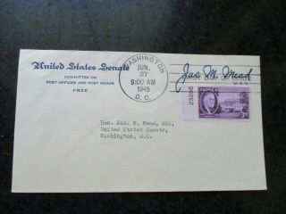 James Mead Senator Signed First Day Of Issue Cover Autographed 1945 York