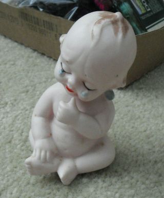 Vintage Porcelain Crying Kewpie Girl Sitting Figurine 4 1/4 " Tall