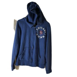 Womens Mlb Chicago Cubs Zip Up Hoodie Bedazzled Logo Large 5th & Ocean Brand