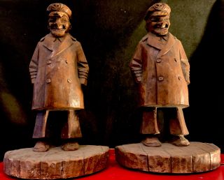 Vtg 1940’s Syroco Wood Bookends Old Salty Sea Captain
