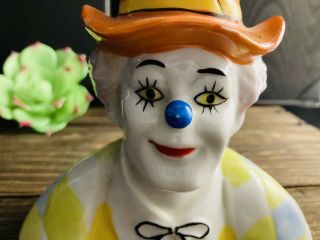 Vintage Ceramic Clown Savings Bank Statue Sculpture Circus Clown Figurine