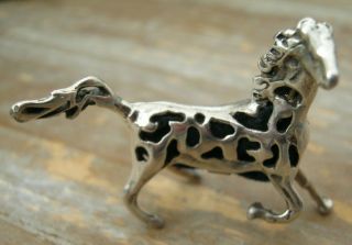 Novelty Antique Style Solid Silver Pierced Pin Cushion Horse / Stallion