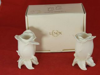 Lenox Rose Candlesticks Taper Candle Holders Floral Gallery Set Of 2