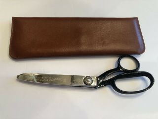Vintage Wiss Pinking Shears Scissors 1970408 9inch Long With Leather Case