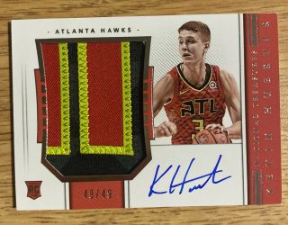 2019 National Treasures Kevin Huerter 49/49 Rpa Rookie Rc 4 Color Patch Hawks