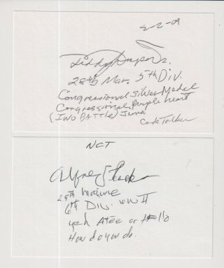 Two 3 X 5 Cards Signed By W.  W.  Ii Navajo Code Talkers With 