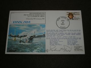 1982 Gb Raf Flown Cover Signed Robert Ford - Pan Am First Round The World Flight