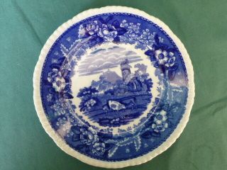 Two Blue and White Antique Adams W.  A.  SS Ironstone Cattle Scenery Plates 3