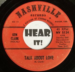 Country Bopper Rockabilly 45 Ken Clark Talk About Love Nashville Starday Hear